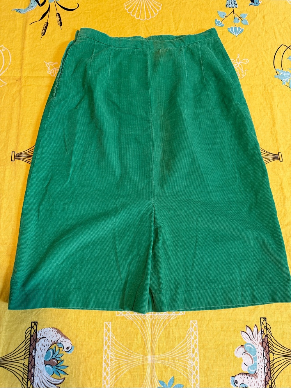 Vintage Handmade Emerald Green Corduroy Lined Skirt